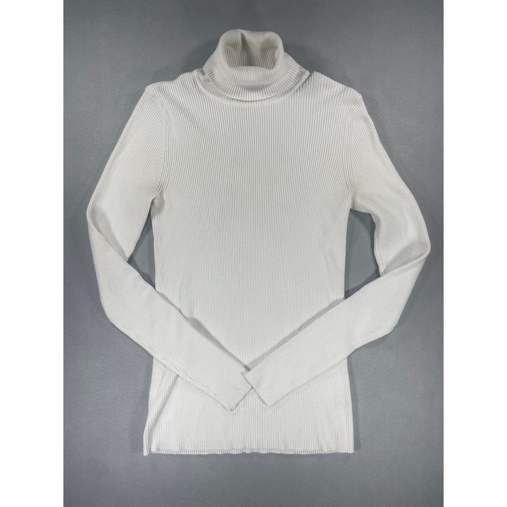 The Limited Womens Ribbed Turtleneck Sweater White Small Long Sleeve